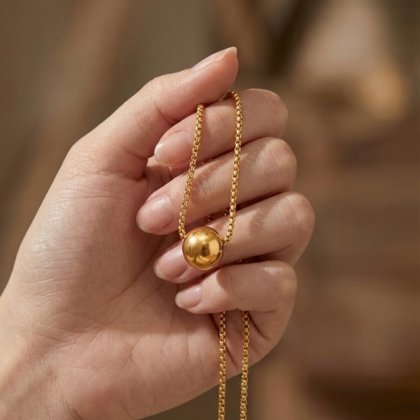 Minimal Gold Bead Necklace