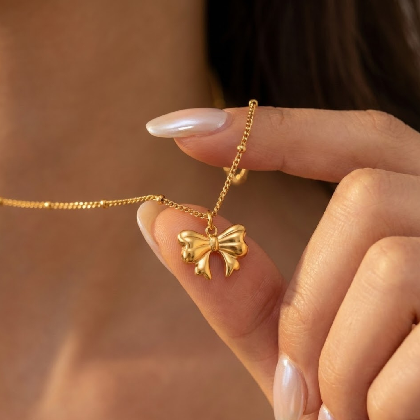 Gold Bow Dainty Necklace