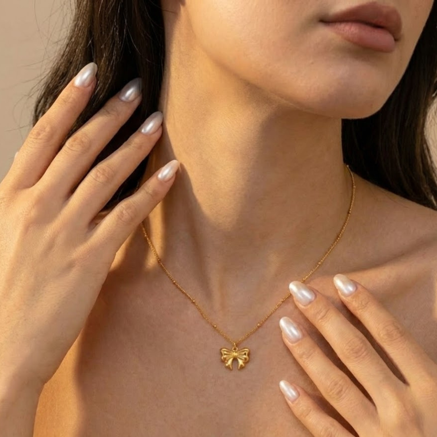 Gold Bow Dainty Necklace