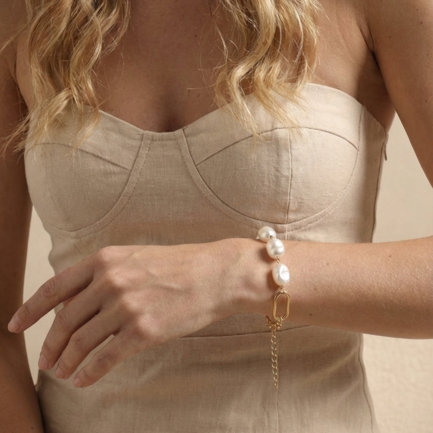 Gold Baroque Pearl Bracelet