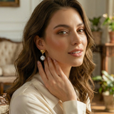 Heart Pearl Gold Drop Earrings