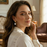 Heart Pearl Gold Drop Earrings