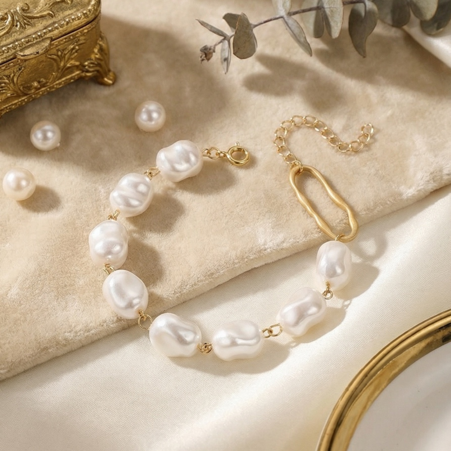 Gold Baroque Pearl Bracelet