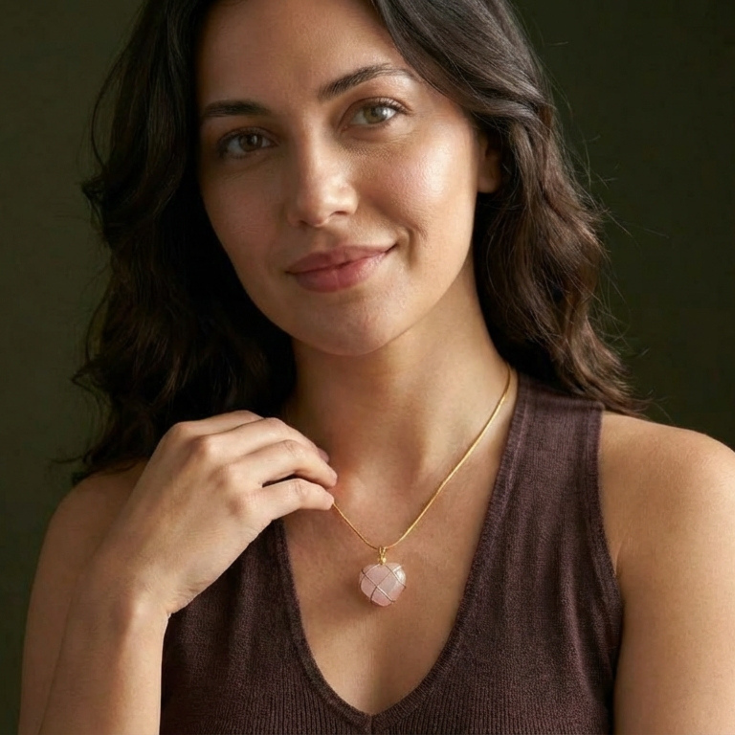 Opal Heart Gold Necklace