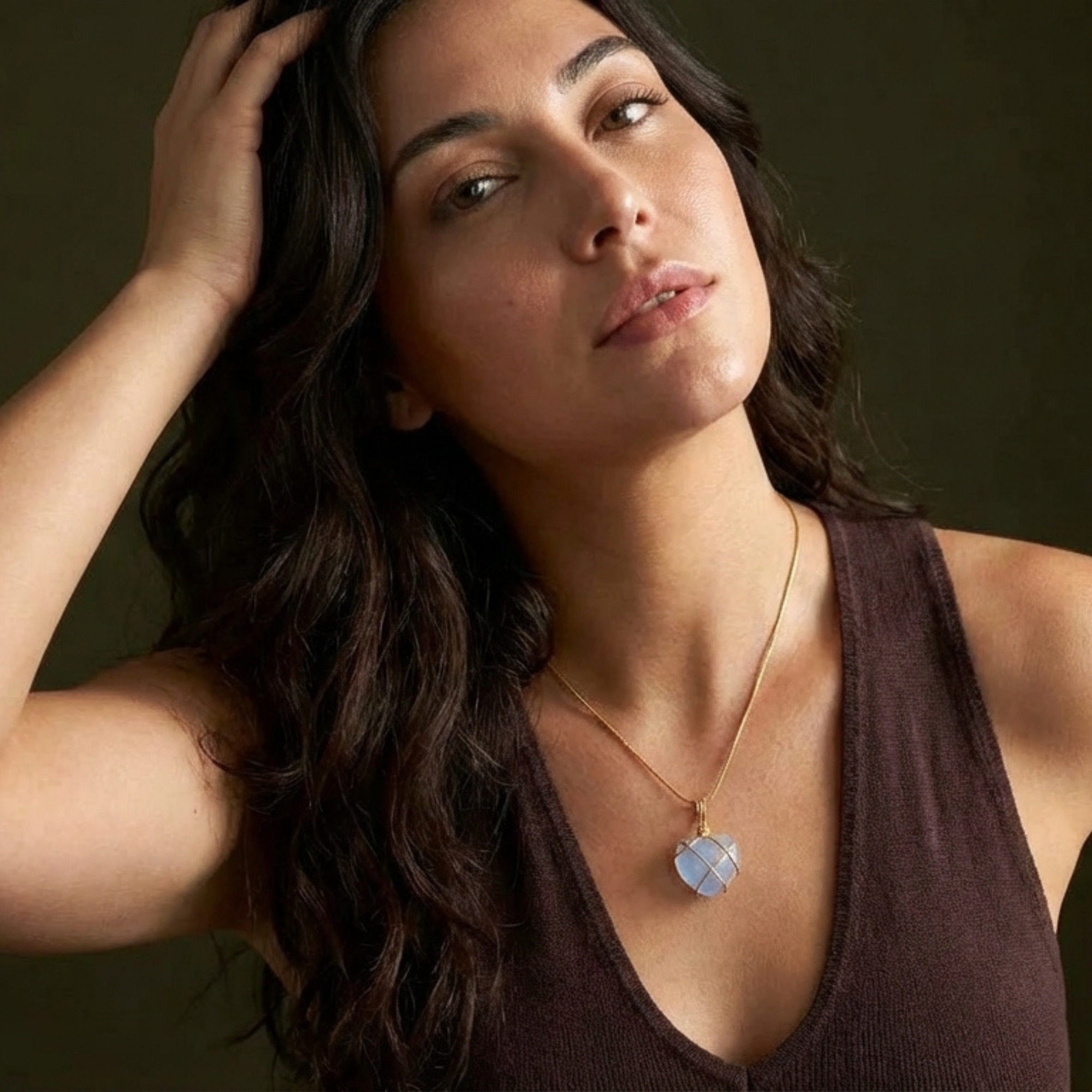 Opal Heart Gold Necklace