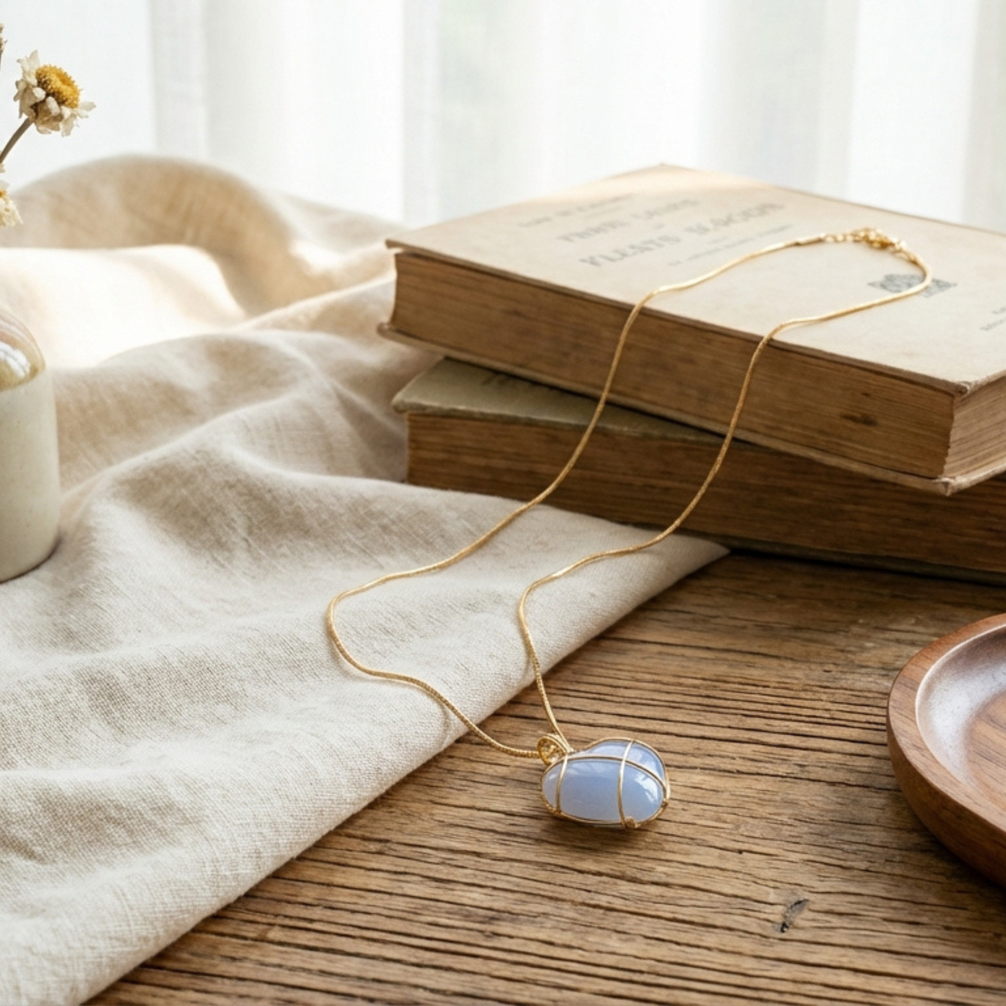 Opal Heart Gold Necklace