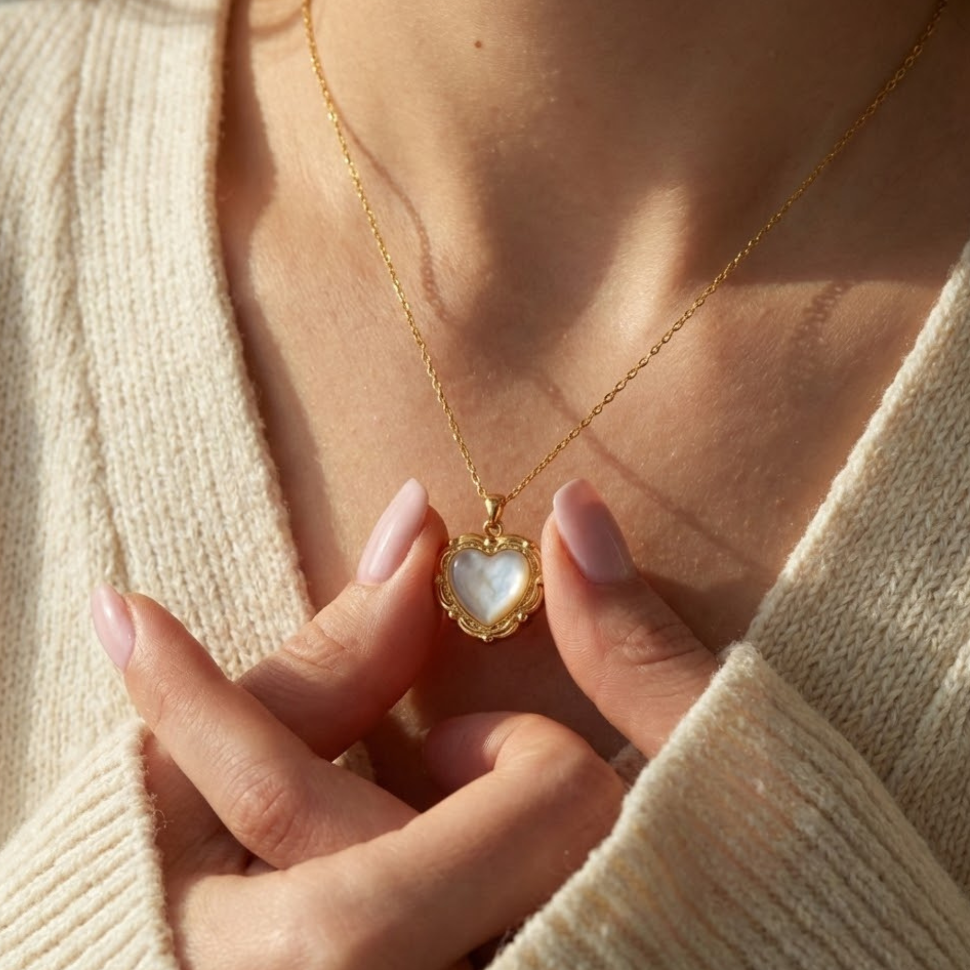 Opal Heart Gold Necklace