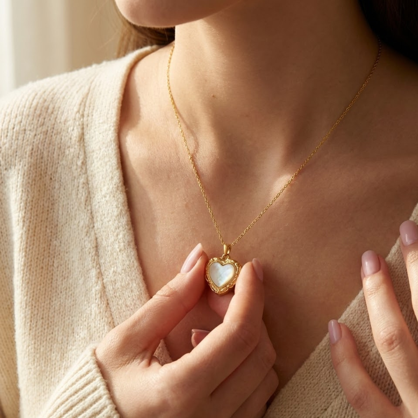Opal Heart Gold Necklace