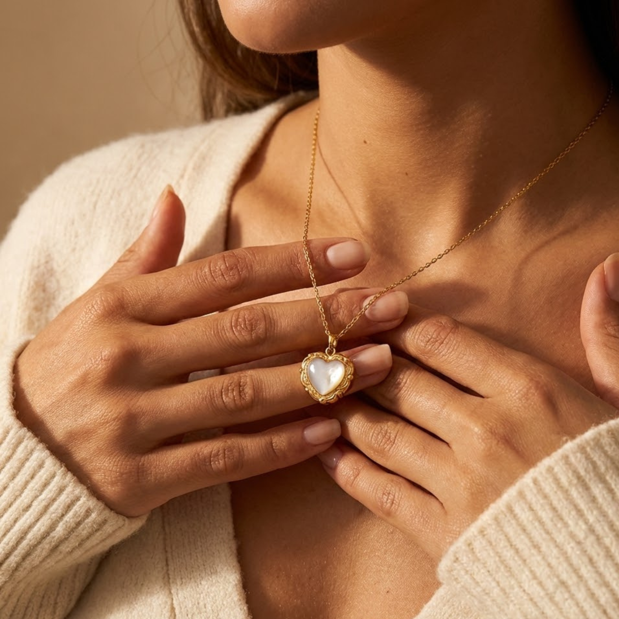 Opal Heart Gold Necklace