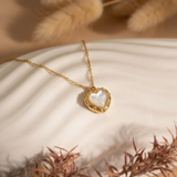 Opal Heart Gold Necklace