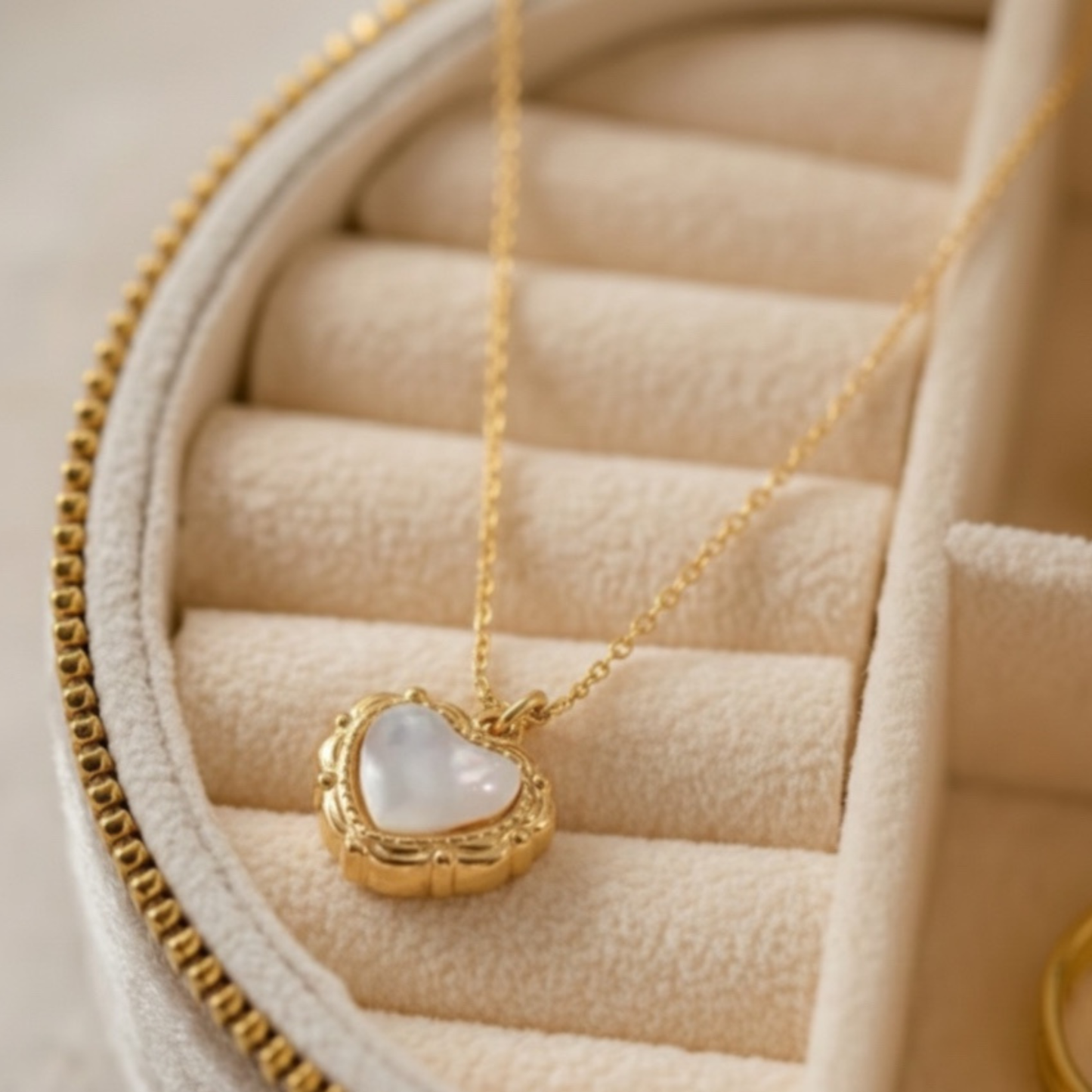 Opal Heart Gold Necklace