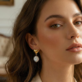 Heart Pearl Gold Drop Earrings