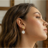 Heart Pearl Gold Drop Earrings